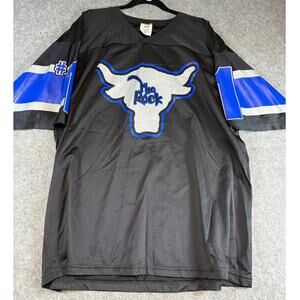 VTG 90s WWF World Wrestling The Rock Electrifying Football Jersey Mens 2XL Black